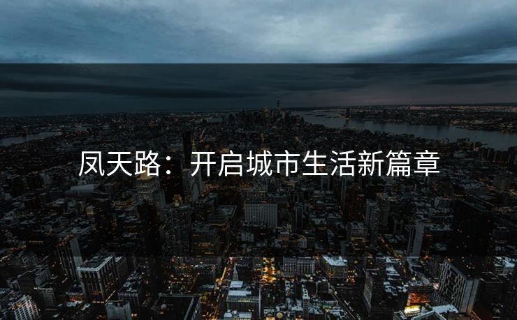 凤天路：开启城市生活新篇章
