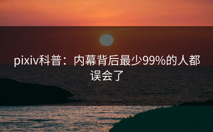 pixiv科普:内幕背后最少99%的人都误会了 pixiv科普:内幕背后最少99%的人都误会了
