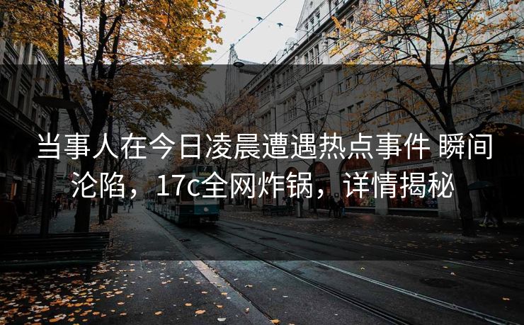 当事人在今日凌晨遭遇热点事件 瞬间沦陷,17c全网炸锅,详情揭秘